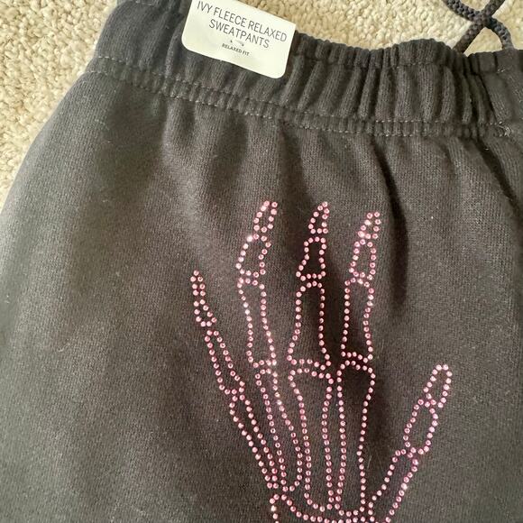 PINK Victoria’s Secret 2025 Bling Skeleton Tshirt Sweatpants Bundle S/M NWT - Picture 4 of 15